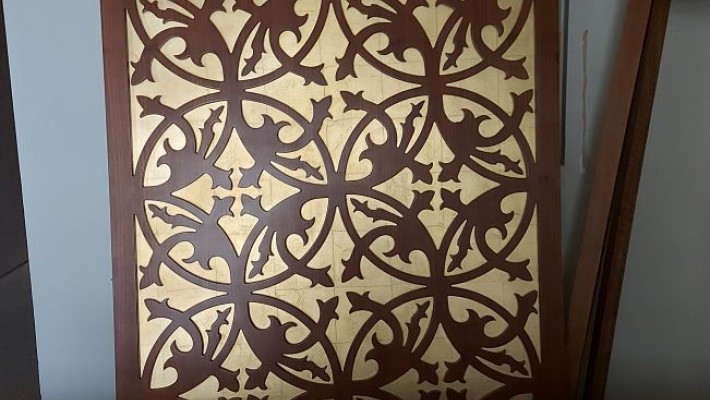 Seperatör paravan kahverengi altın varak